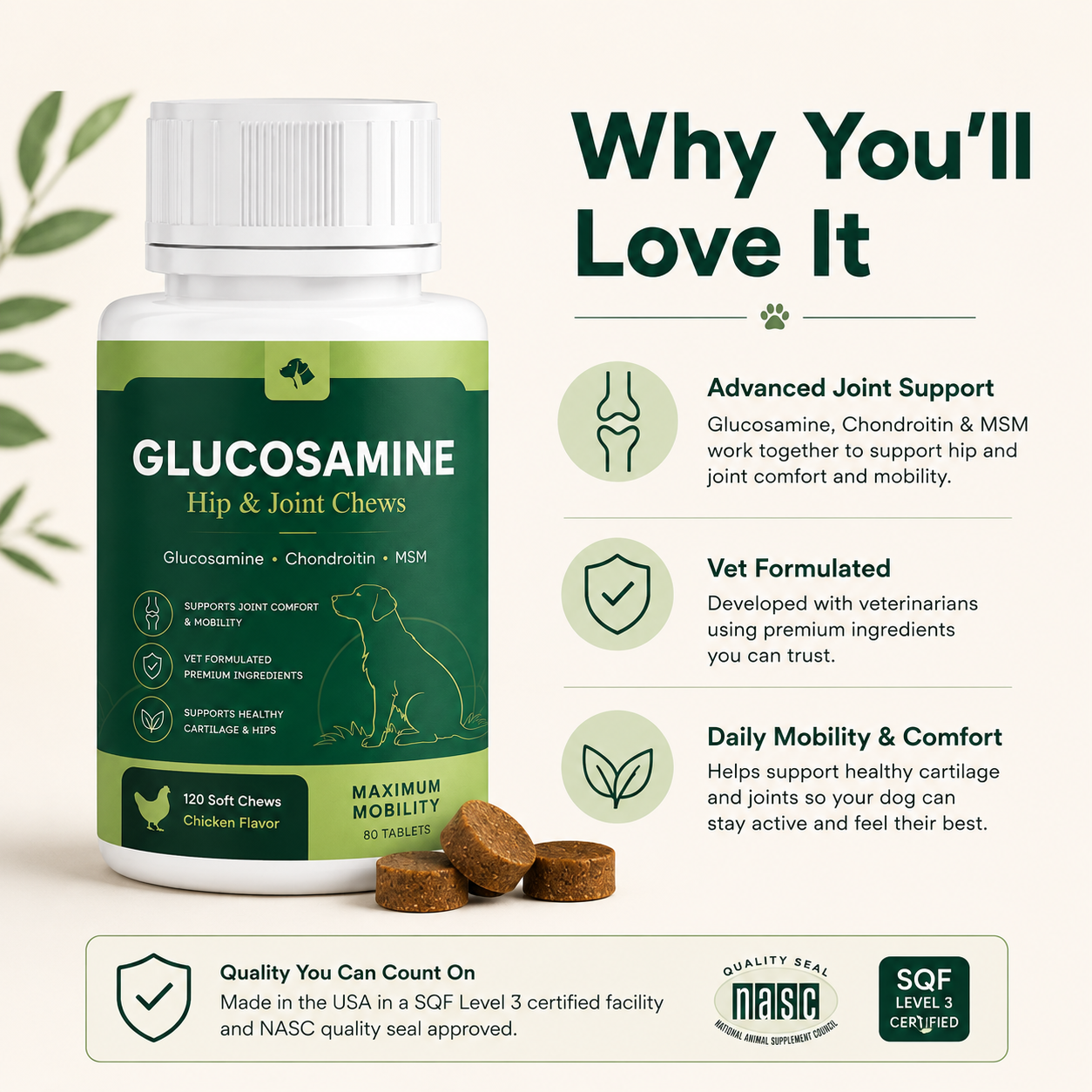 Hip & Joint Chews for Large Dogs